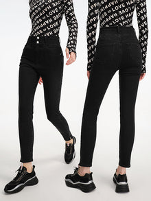 High-Waisted Straight Jeans | Black
