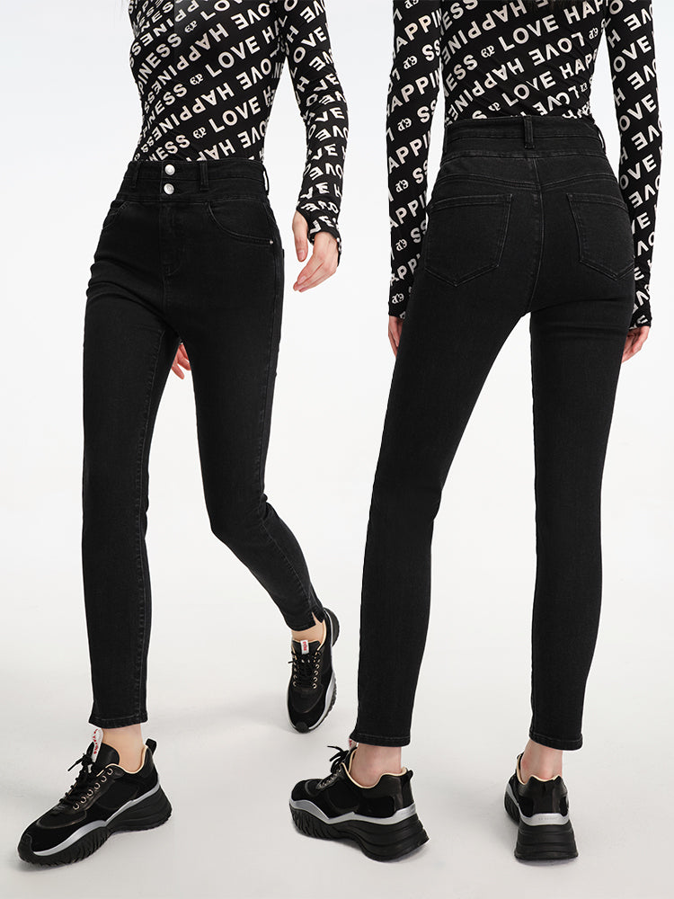 High-Waisted Straight Jeans | Black