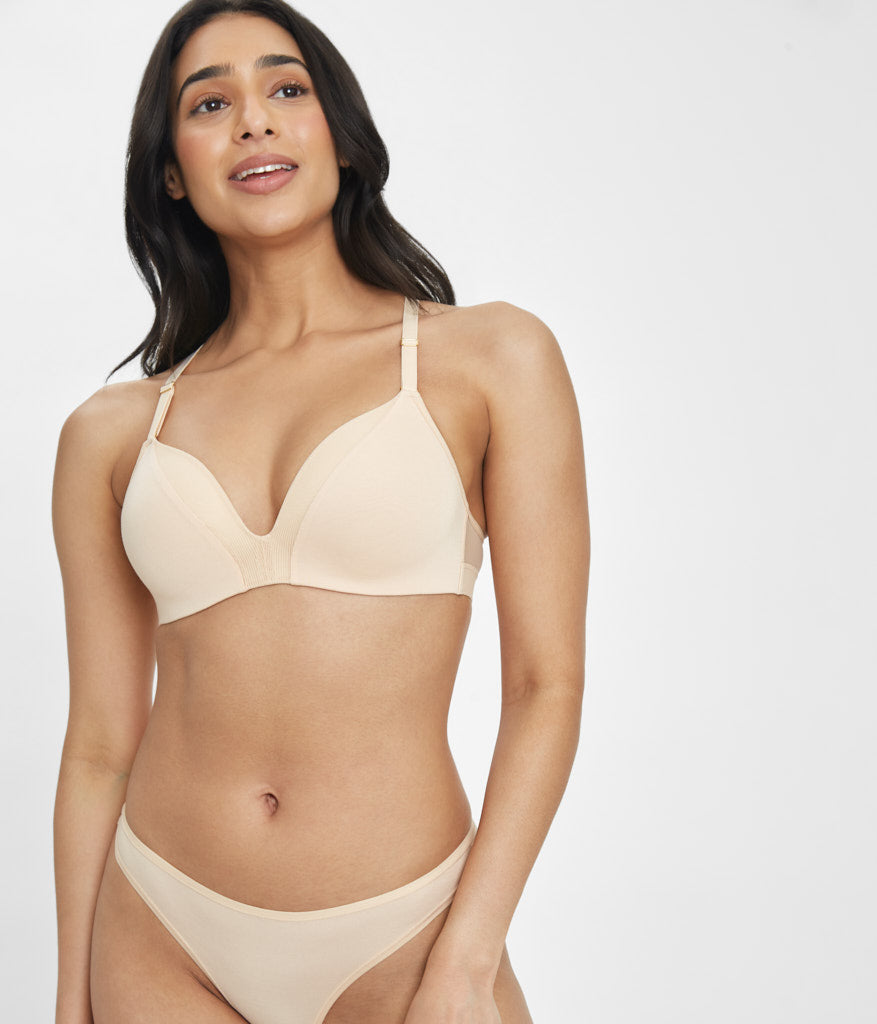 The All-Day Deep V No-Wire | Toasted Almond