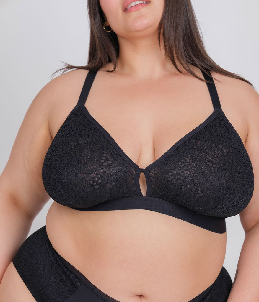 The Palm Lace Busty Bralette | Jet Black