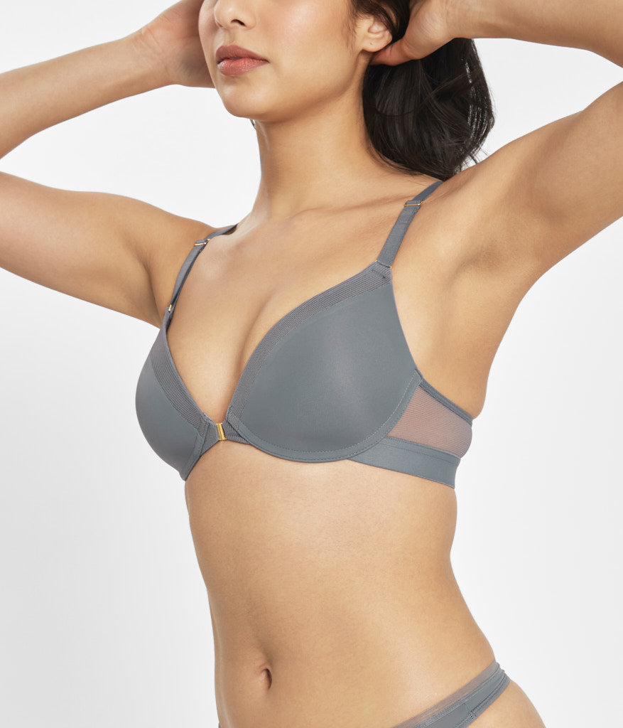 The Front Close No-Wire Bra | Smoke