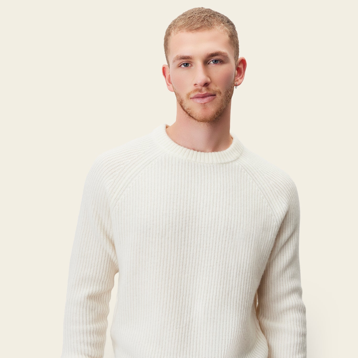 Aidan Chunky Cashmere Crewneck | Ivory | Mens
