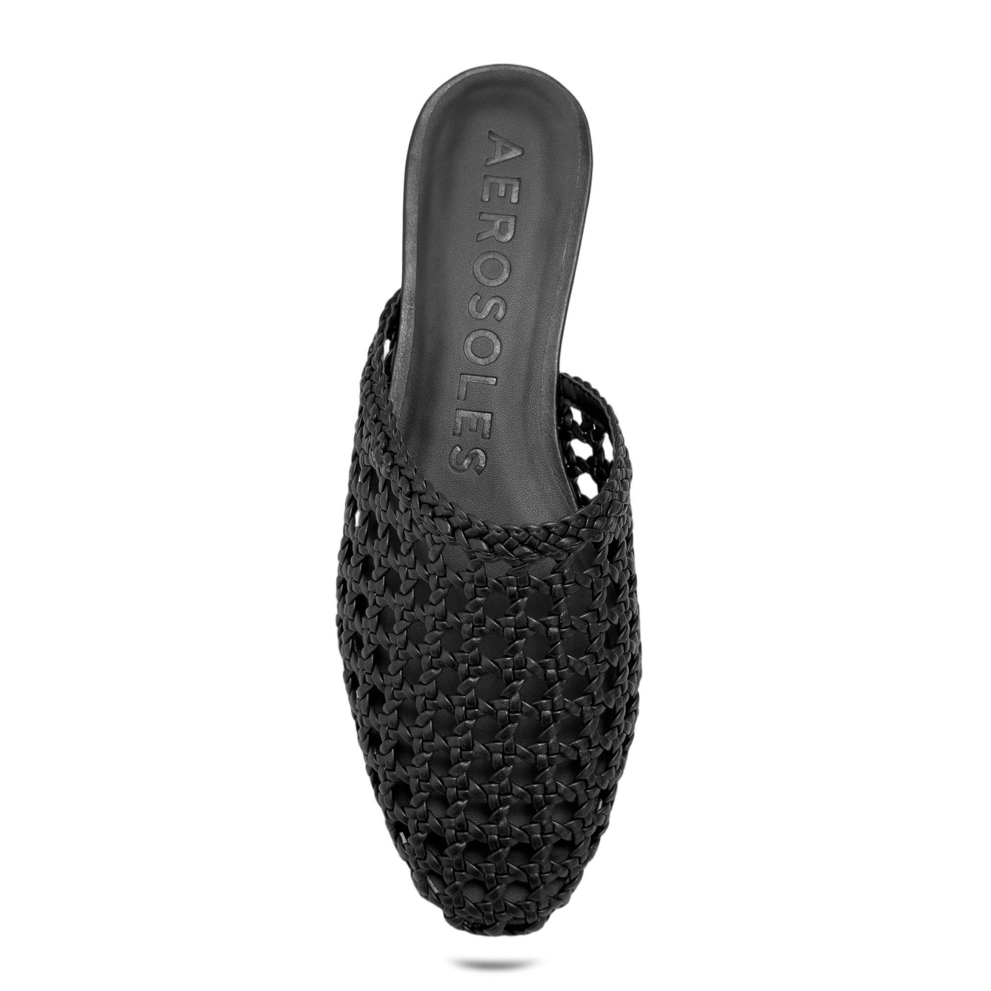 Assia Dress Flat | Black Faux Open Woven