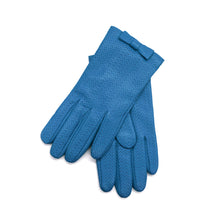 Leather Gloves With Bow | Mineral Blue