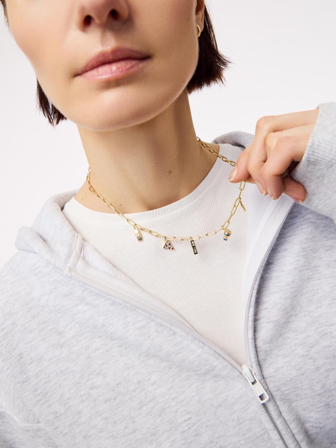 Charm Necklace - A New York Minute | 14K Gold on Brass + Cubic Zirconia/Enamel
