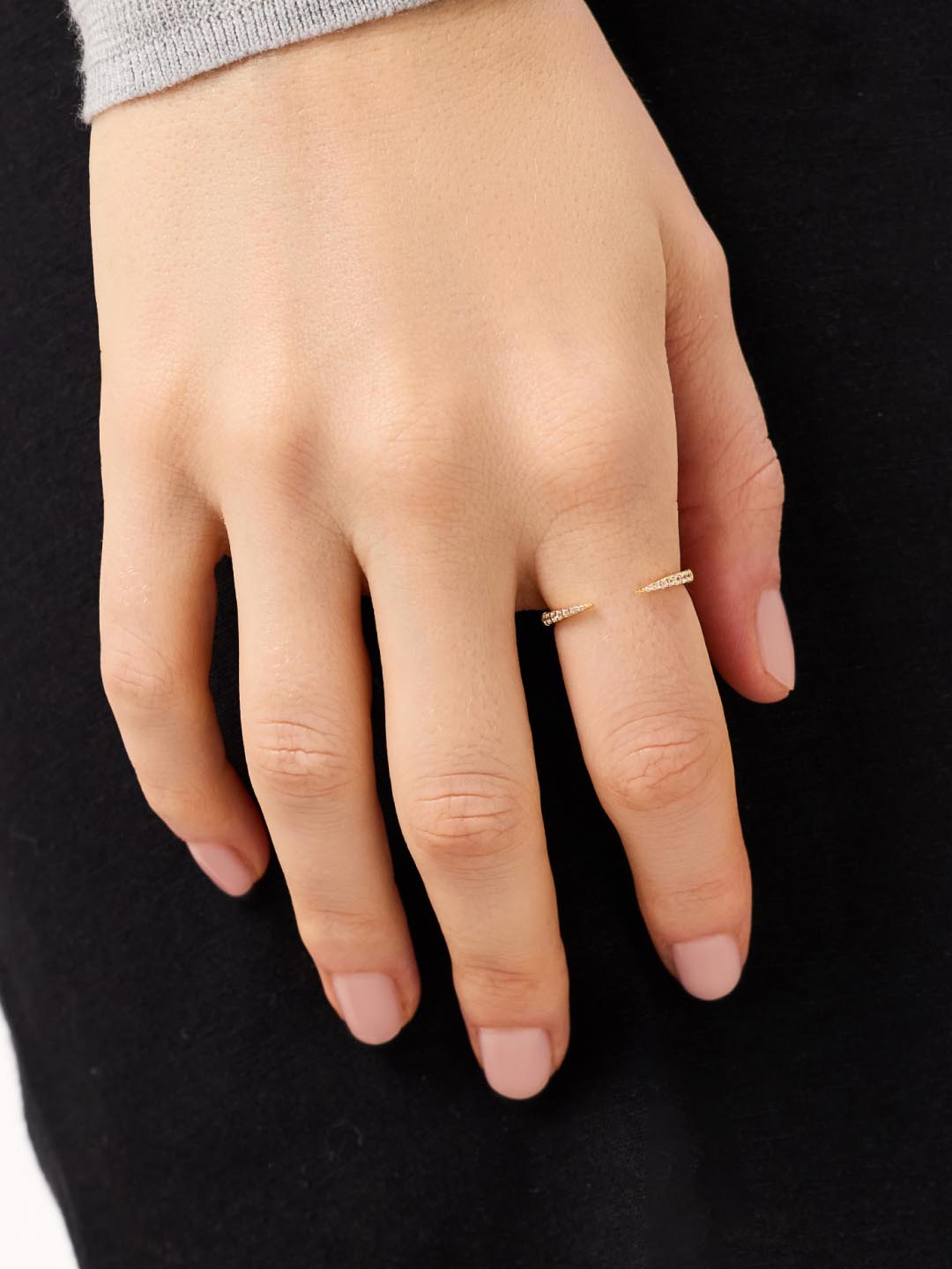 Gold Band Ring - Aster | 14K Gold on Sterling Silver | Cubic Zirconia
