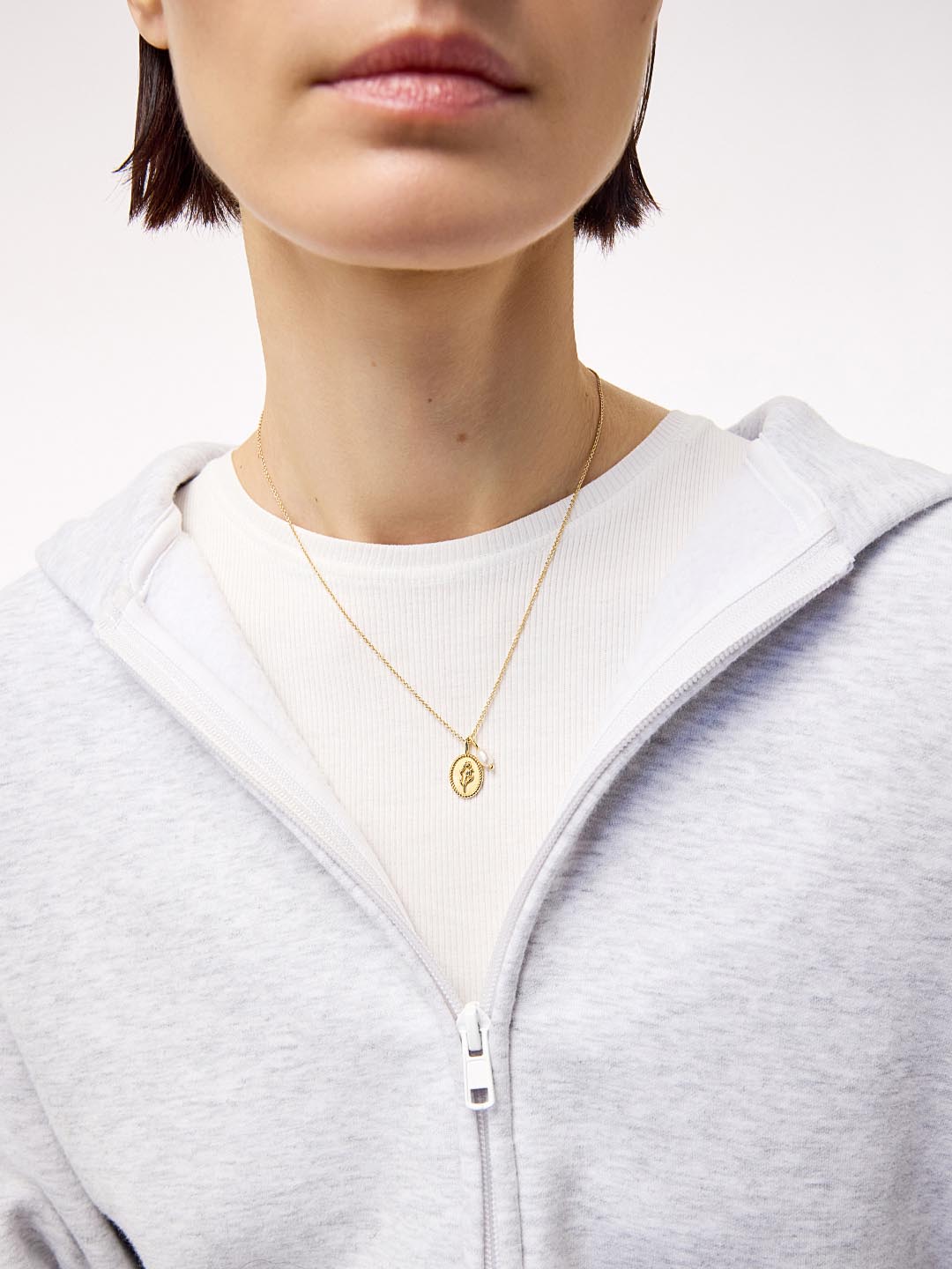 Gold Pendant Necklace - Katie Necklace | 14K Gold on Brass | Freshwater Pearls