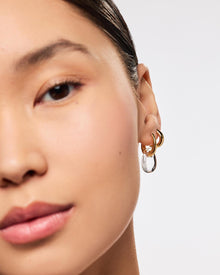 Kayla Drop Earrings | 14K Gold on Brass | Clear Recycled Glass