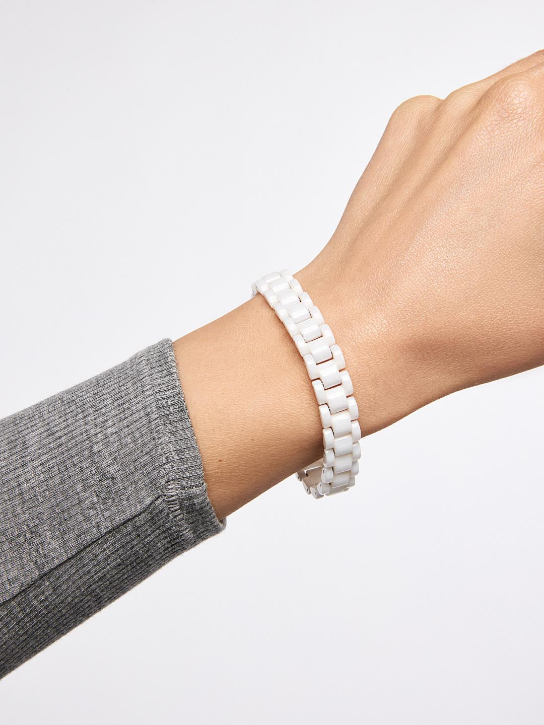 Ora Watch Strap Bracelet | 14K Gold on Stainless Steel | White/White Ceramic