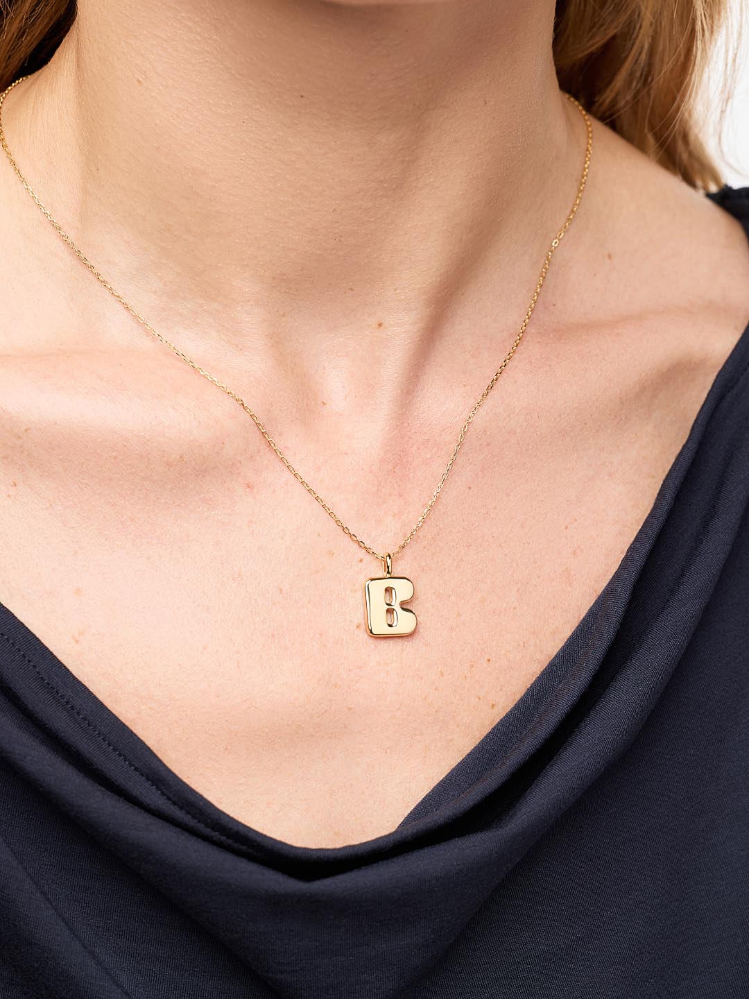 Sterling Silver - Bubble Letter Necklace | 14K Gold on Sterling Silver