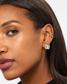Clara Two Tone Stud Earrings | 14K Gold on Brass/Rhodium on Brass