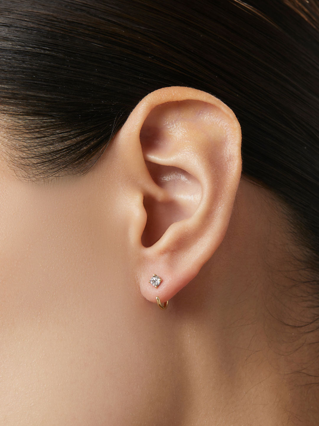 Cassie Hoop Earrings | 14K Gold on Sterling Silver | Cubic Zirconia