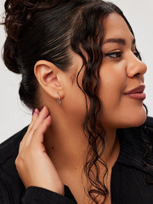 Slim Medium Hoop Earrings | 10K Solid White Gold