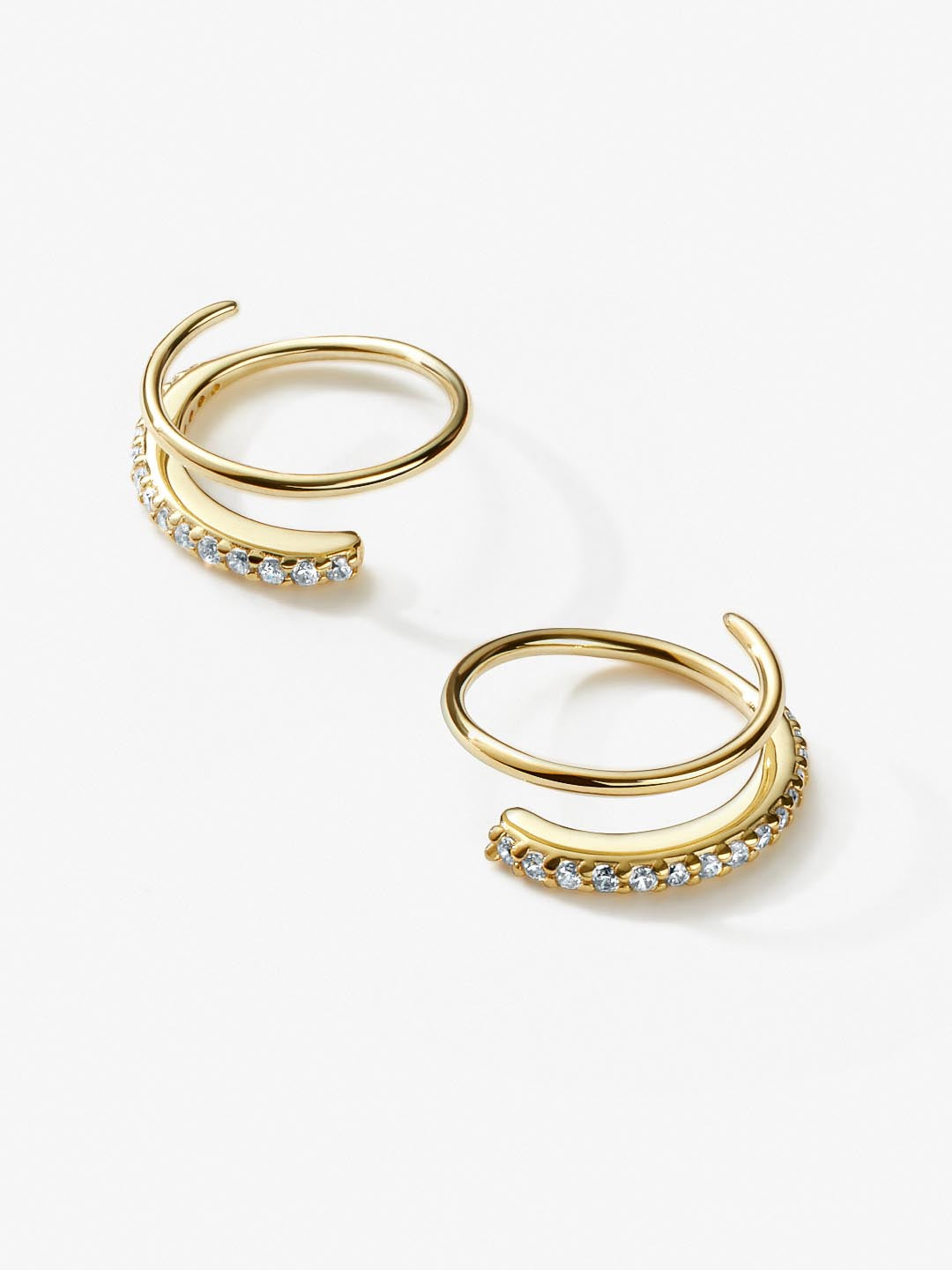 Double Hoop Earrings - Harley Pave | 14K Gold on Sterling Silver | Cubic Zirconia