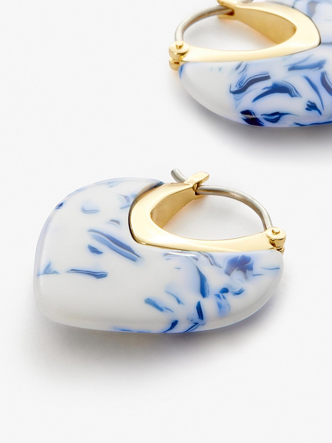 Ana Luisa Jewelry Earrings Medium Hoops Statement Earrings Spencer Marble Blue Gold