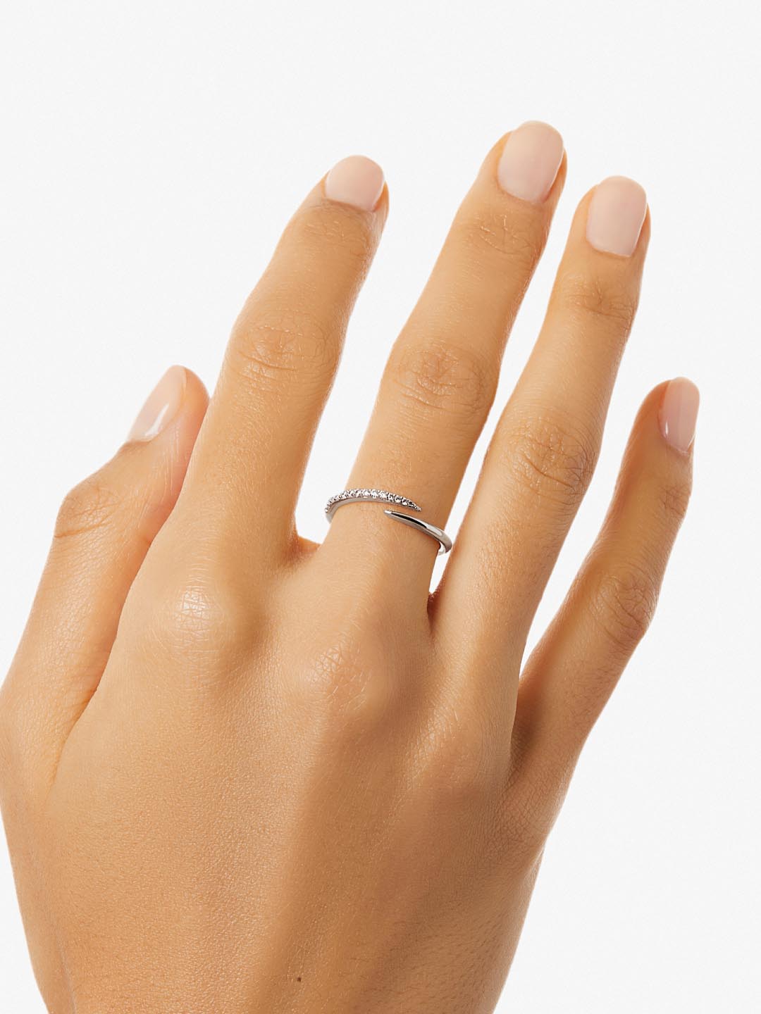Bypass Ring - Oren Silver | Rhodium on Brass | Cubic Zirconia