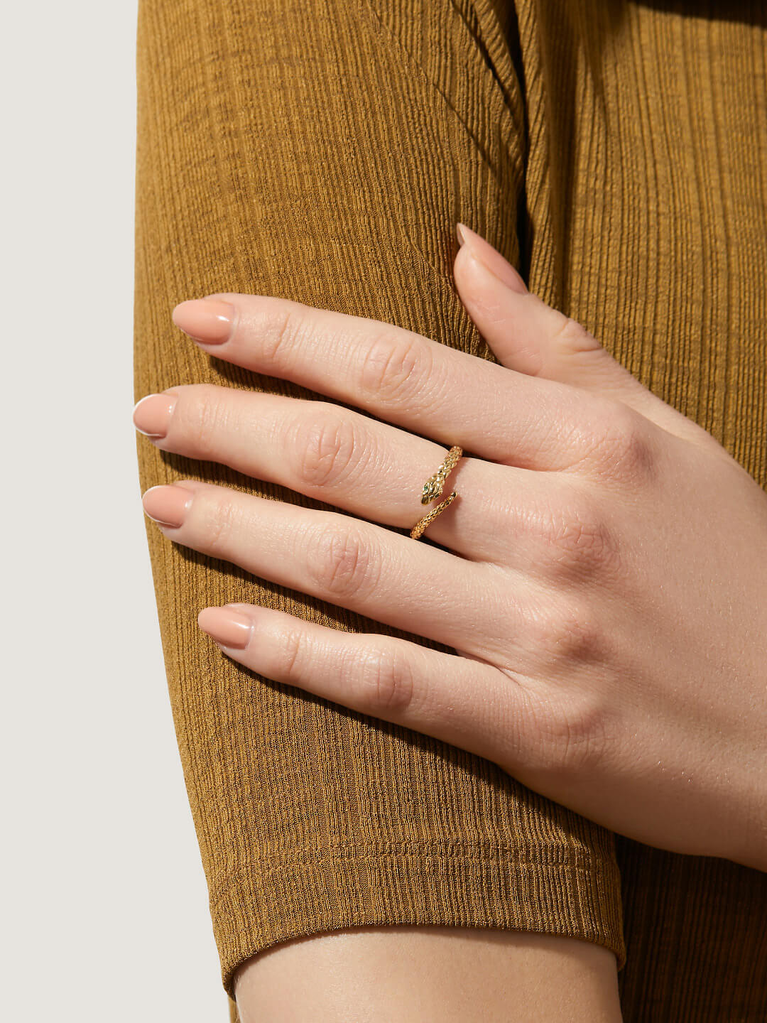 Gold Snake Ring - Cleo | 14K Gold on Brass | Cubic Zirconia