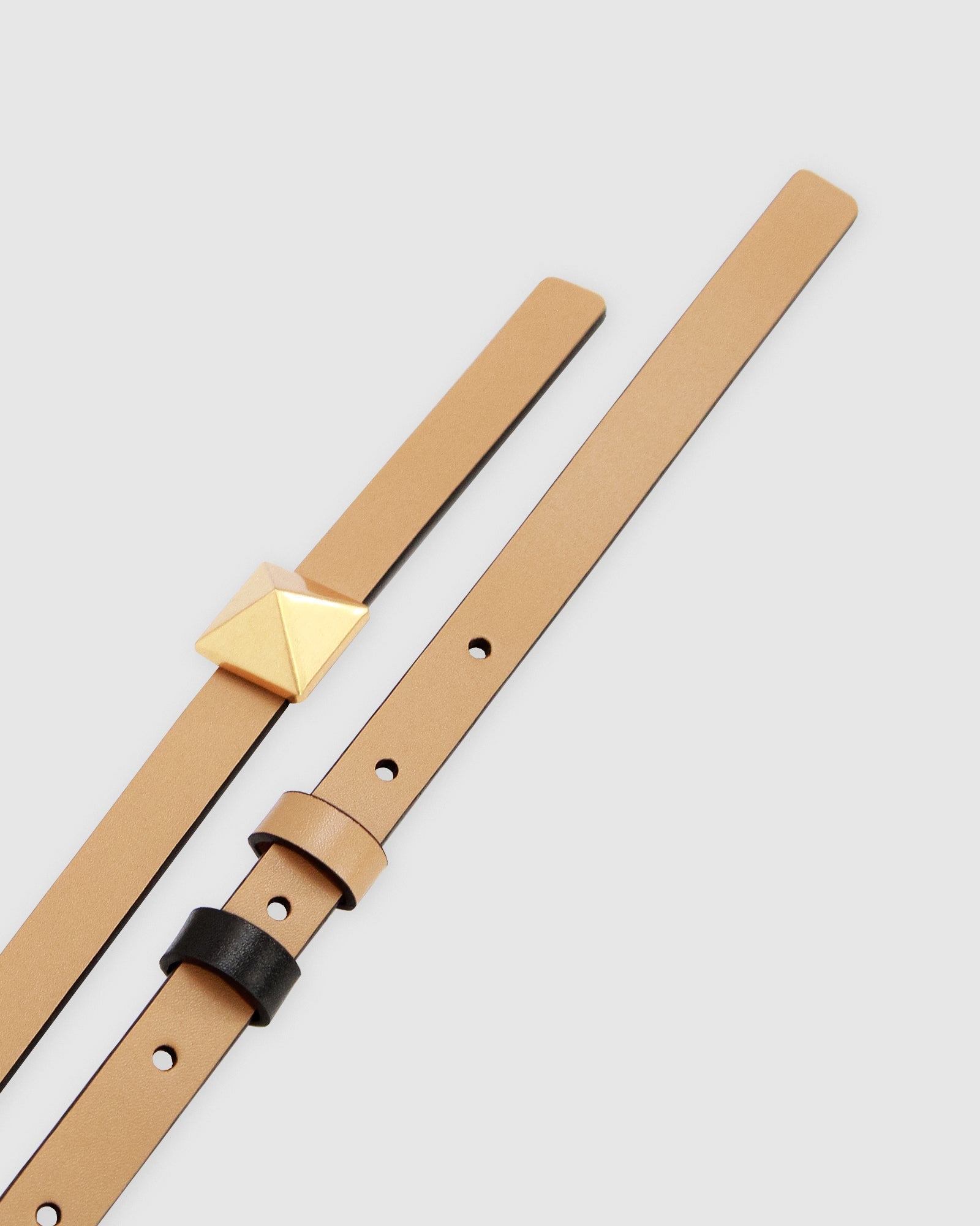 Women | Cleopatra Pyramid Stud Leather Belt | Tan/Black