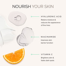 Skincare product with ingredients hyaluronic acid, niacinamide, and vitamin C