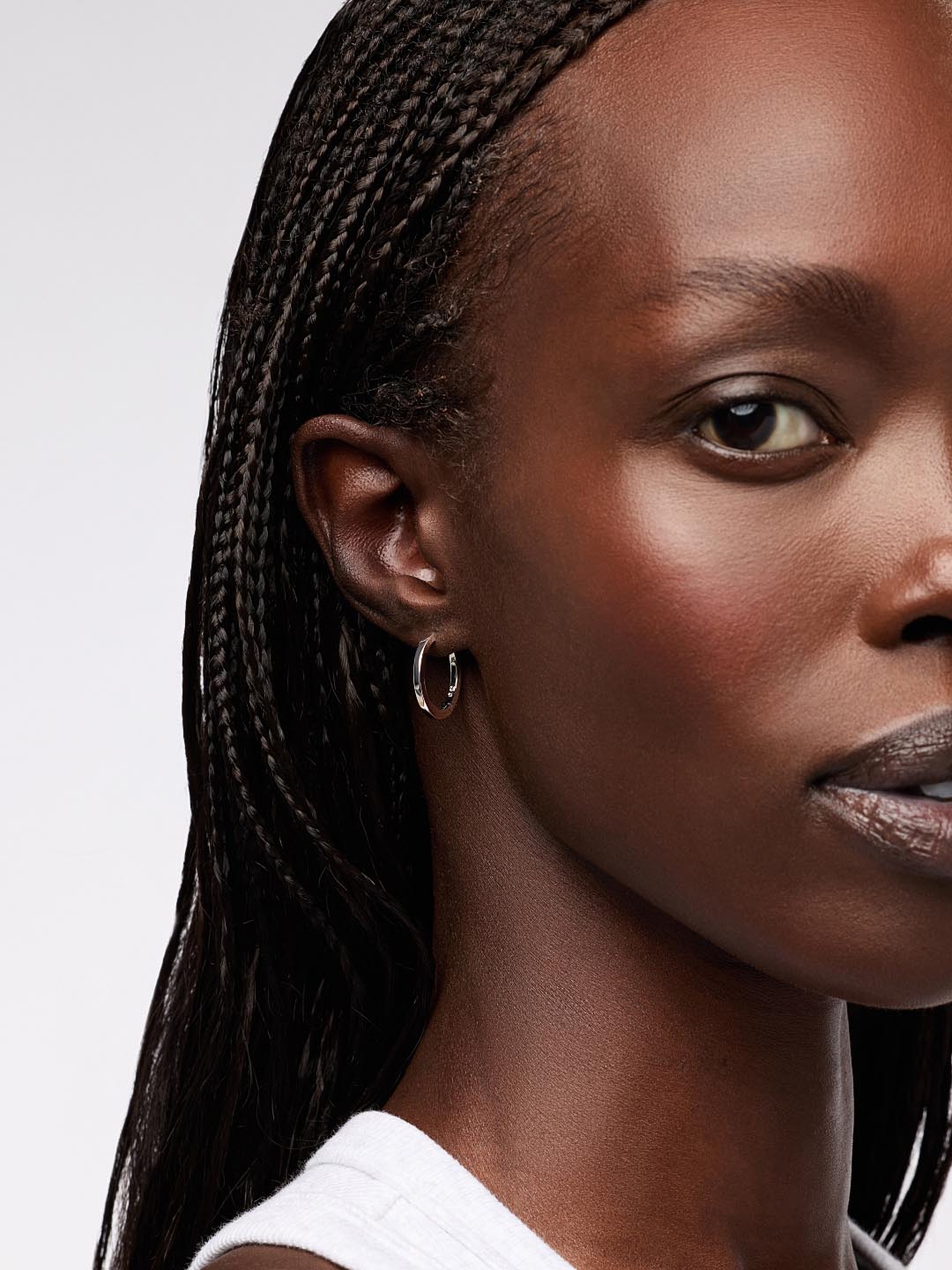 Rhodium Plated Hoop Earrings For Women Ana Luisa Huggie Hoops Medium Silver