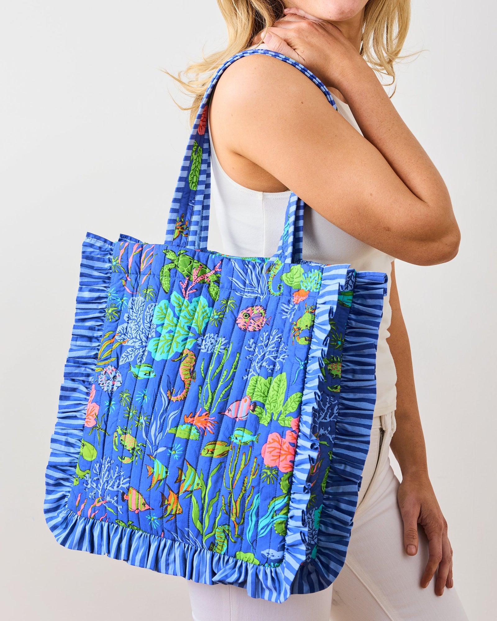 Oceania - Ruffle Tote - Sapphire - Printfresh