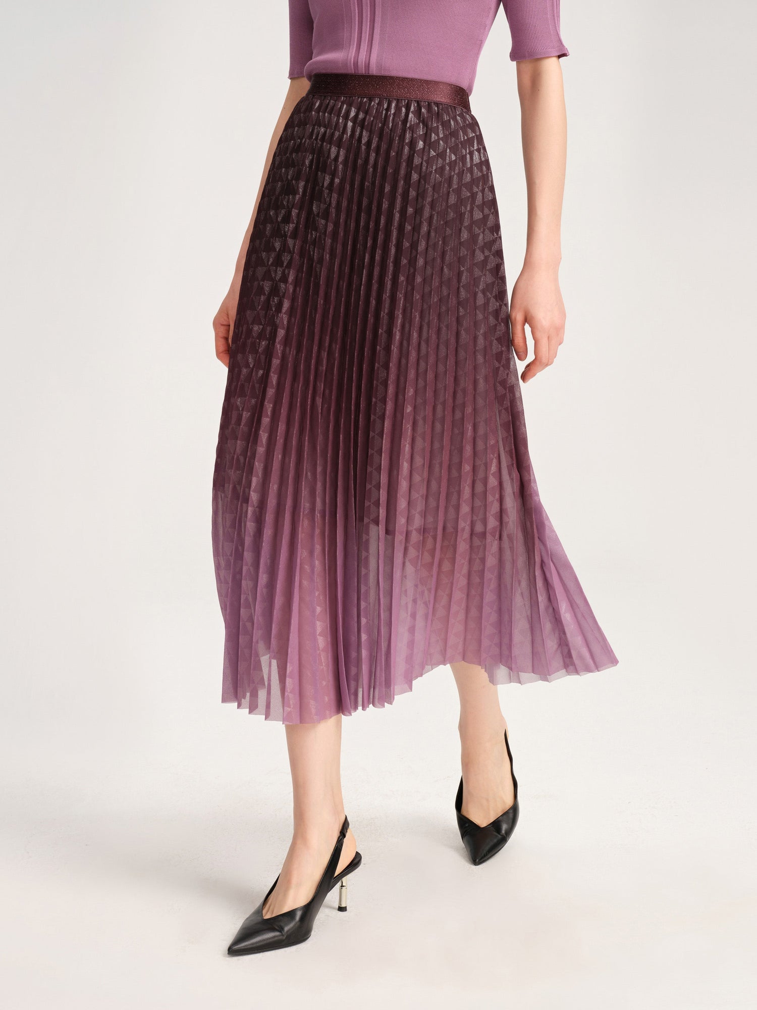 Pleated Midi Skirt | Purple
