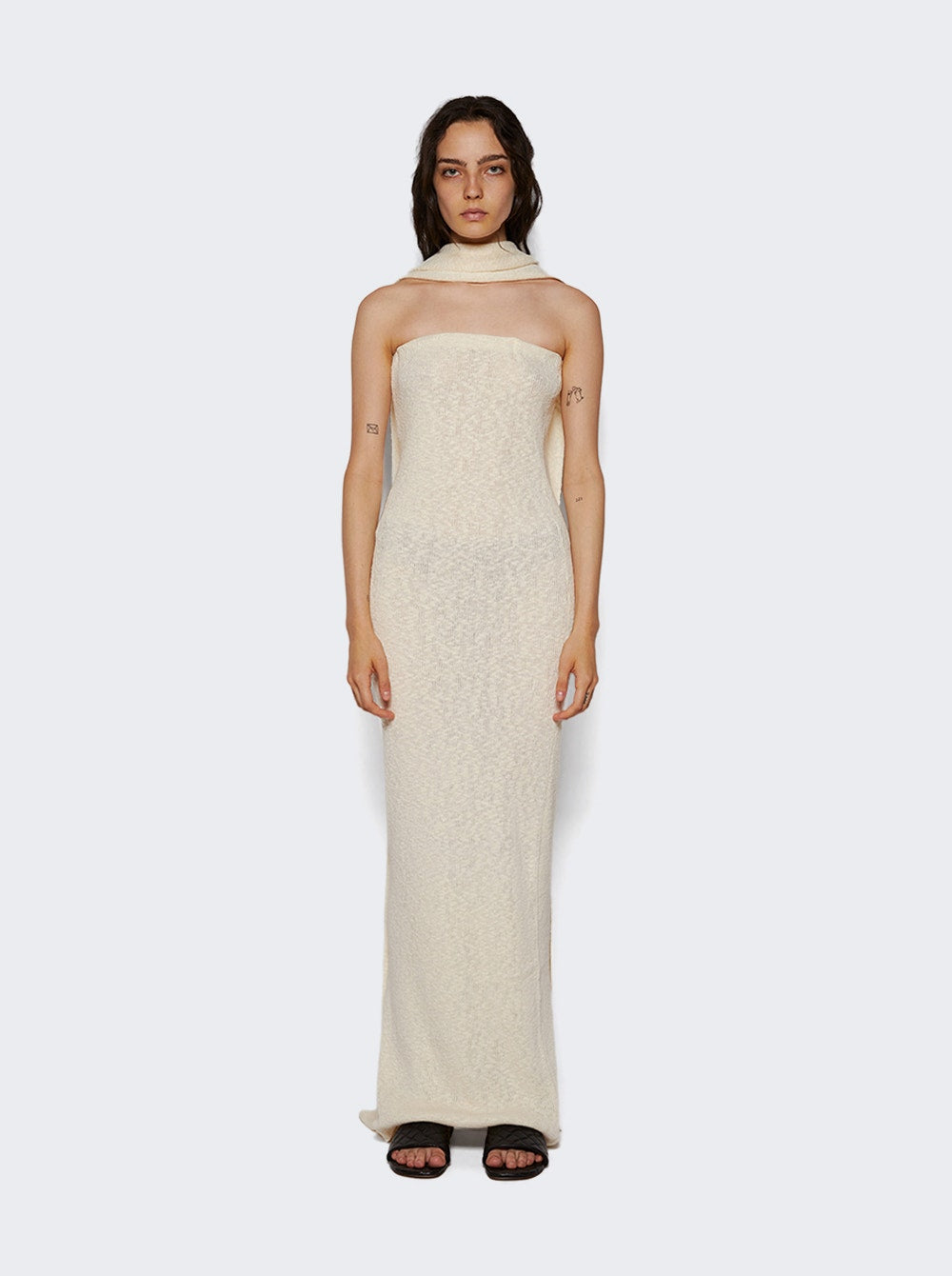 Women | Magda Butrym | Knit Tube Scarf Dress | Cream