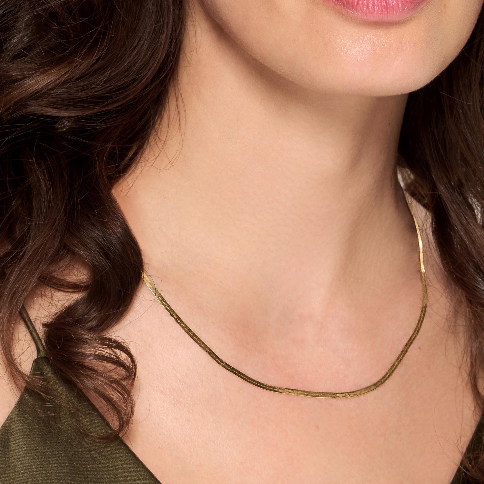 Womens | Bold Herringbone Chain Necklace | 18K Gold Vermeil