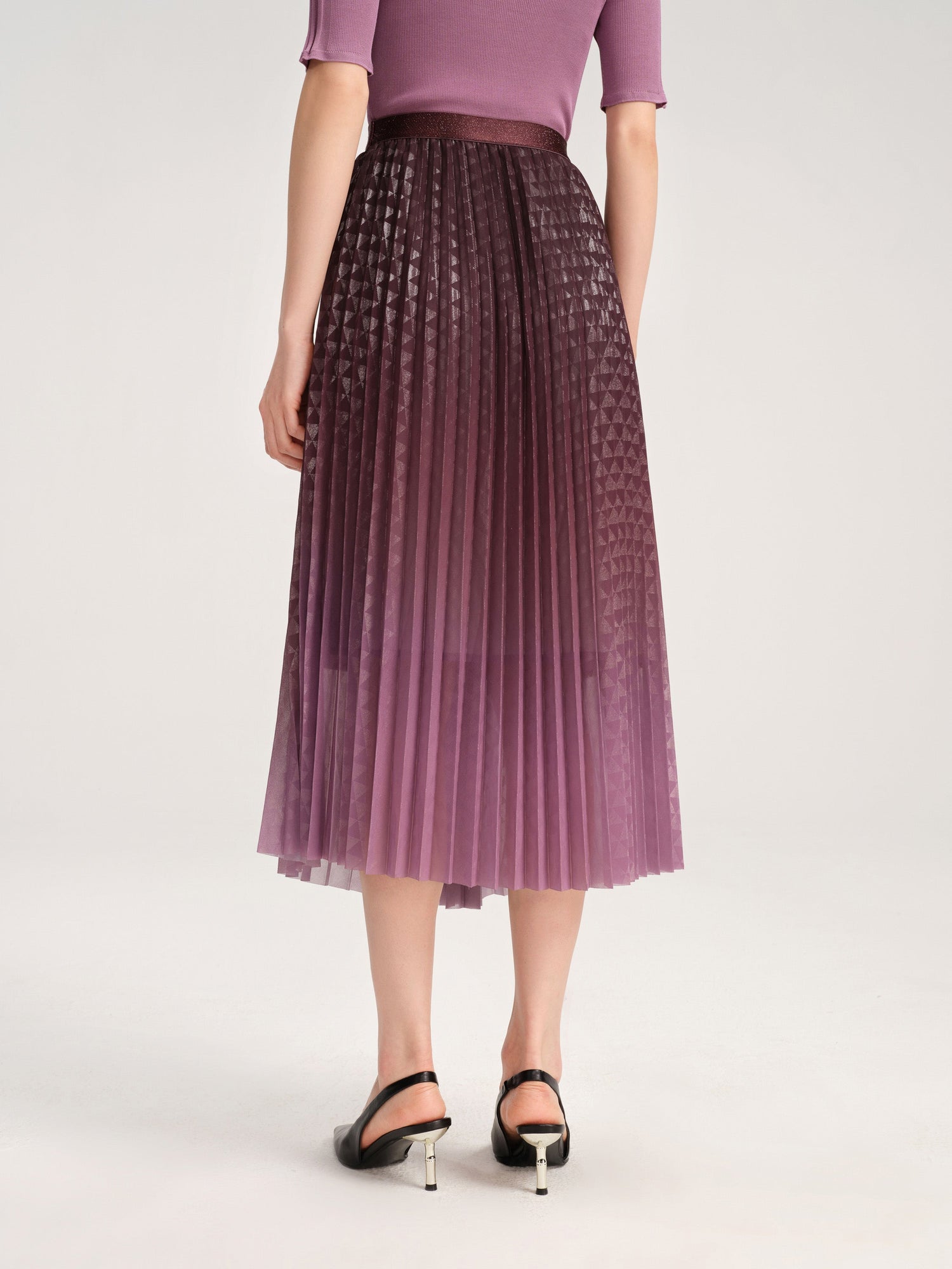 Pleated Midi Skirt | Purple