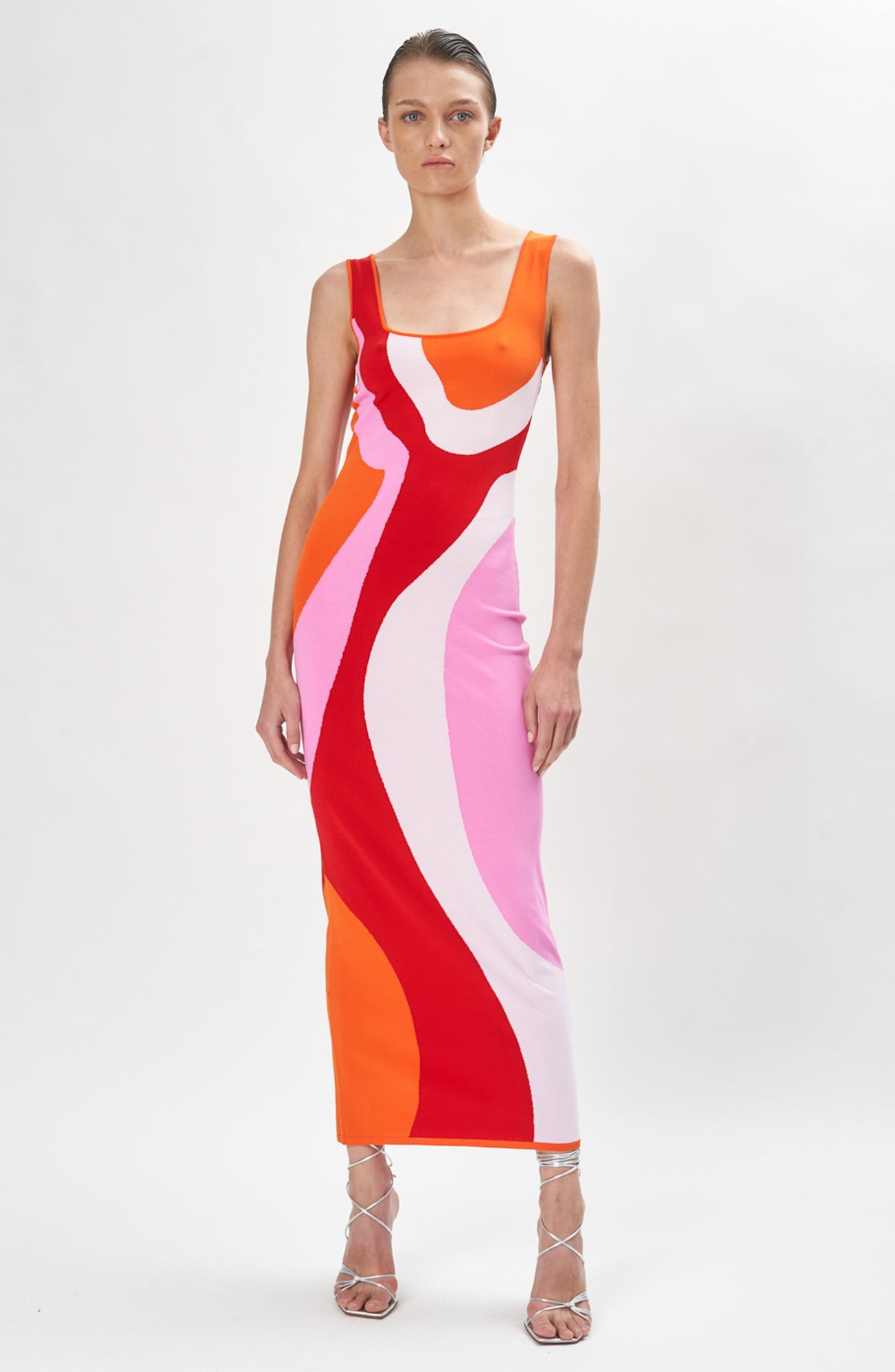 Sabra Knit Dress | Abstract Geo Pink/ Orange Multi Sabra Knit Dress | Abstract Geo Pink/ Orange Multi