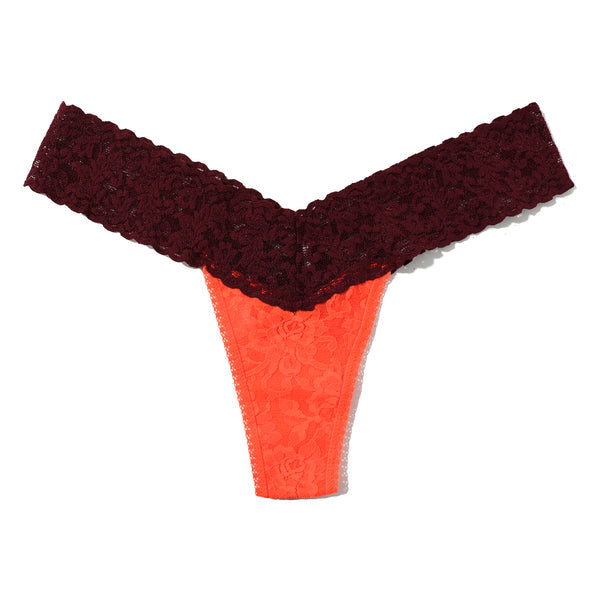 Signature Lace Low Rise Thong | Tangelo/Cabernet