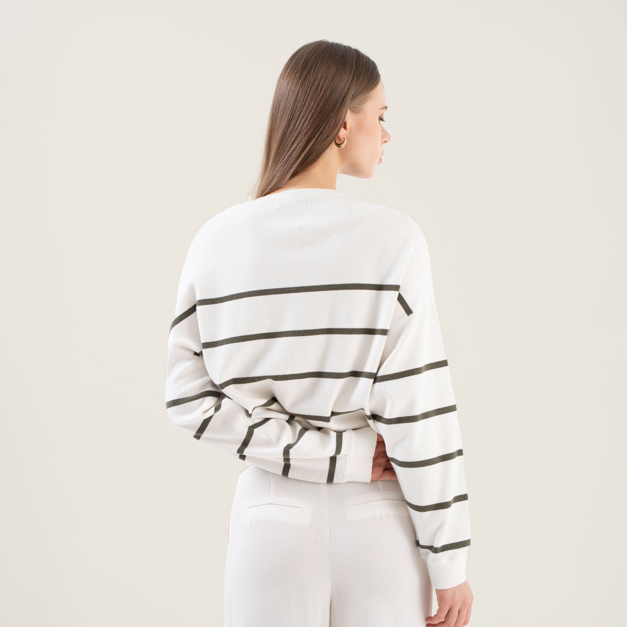 Womens | Florence Featherlight Relaxed Sweater | Vetiver/Ecru