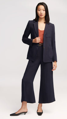 Weekend Blazer in Textured Linen Twill | Midnight