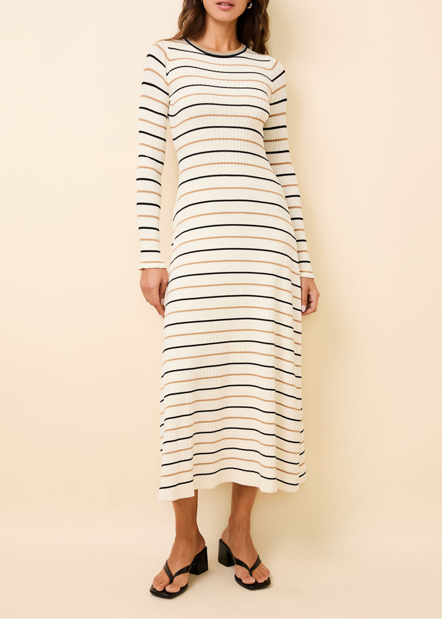 Womens | Dora Ribbed Knit Dress | Brule Multi Stripe