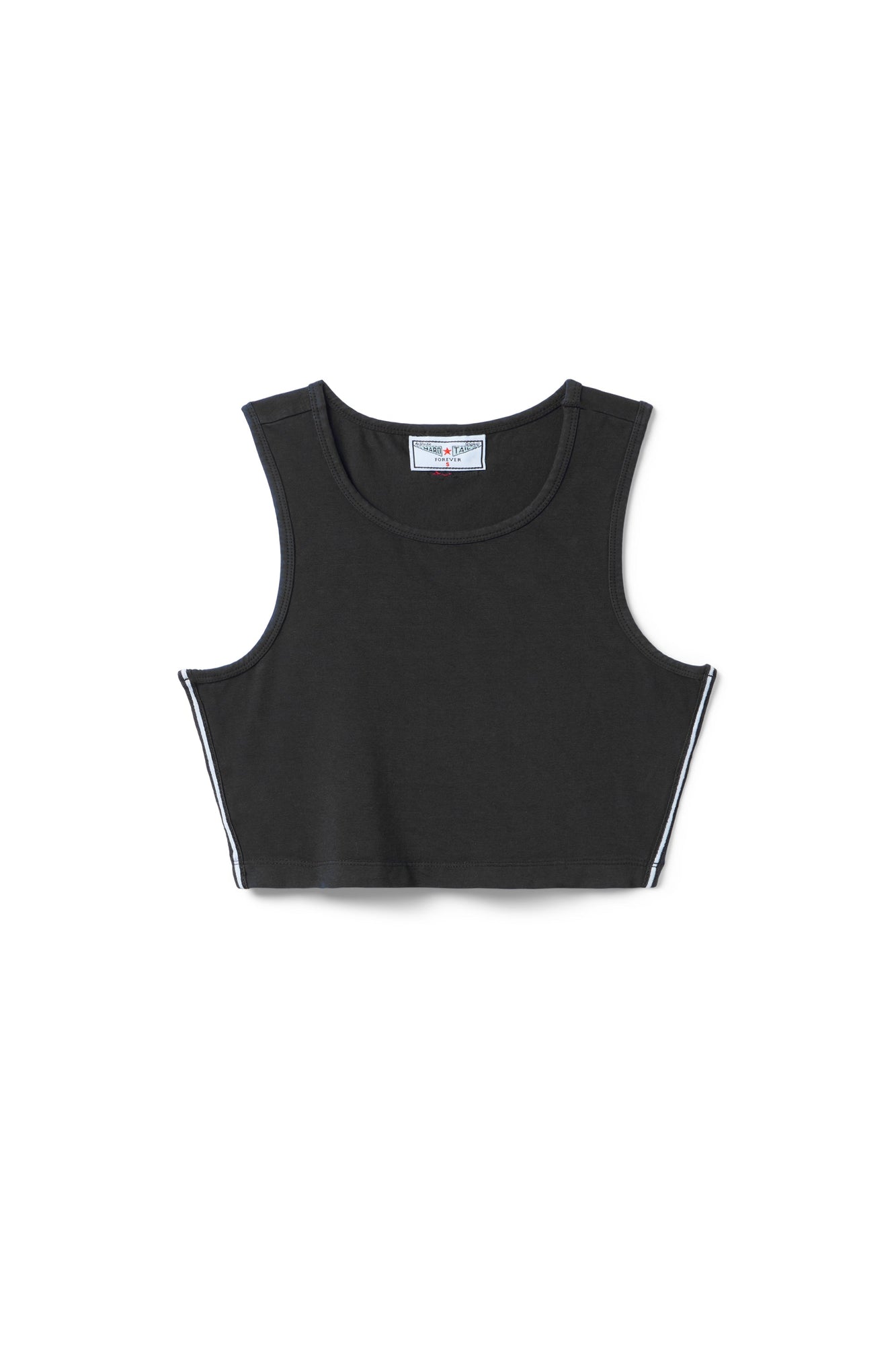 Women | Vintage Side Stripe Crop Racer Tank | Black