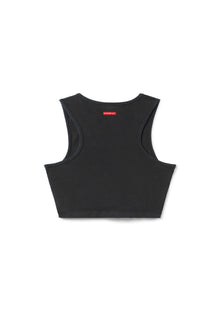 Women | Vintage Side Stripe Crop Racer Tank | Black