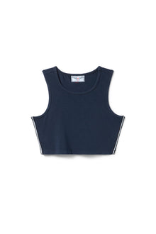 Women | Vintage Side Stripe Crop Racer Tank | Past Midnight