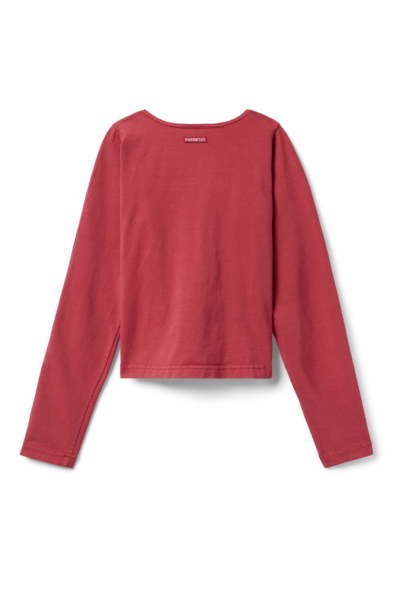 Women | Vintage Side Stripe Long Sleeve Scoop Neck Workout Tee | Crimson