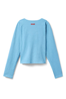 Women | Vintage Side Stripe Long Sleeve Scoop Neck Workout Tee | Sky