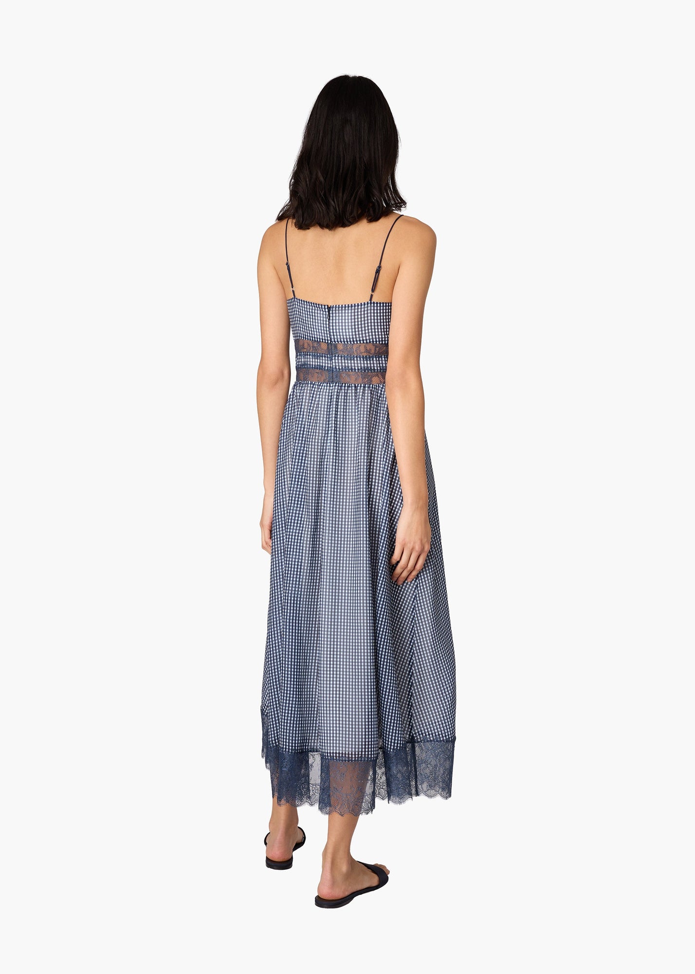 Janaya Chiffon Midi Dress | Blue Gingham