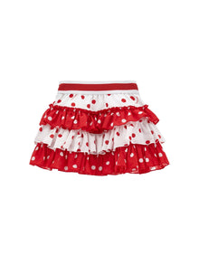 Girls | Polka Dot Muslin Skirt | White/Red