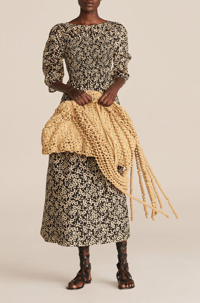Floral Crochet Bag | Yarn Dye Stripe Ivory Combo