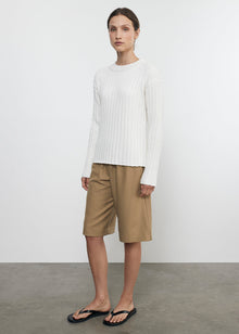 Chunky Cotton Fisherman Sweater | White