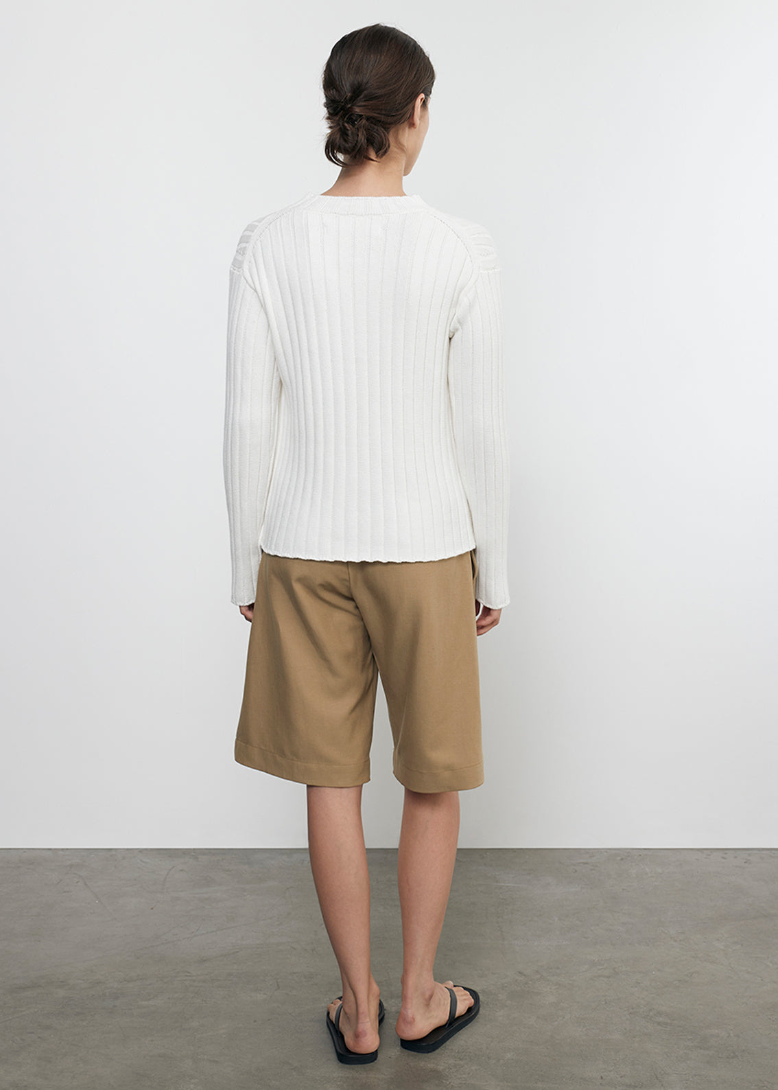 Chunky Cotton Fisherman Sweater | White
