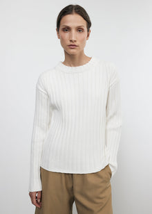 Chunky Cotton Fisherman Sweater | White
