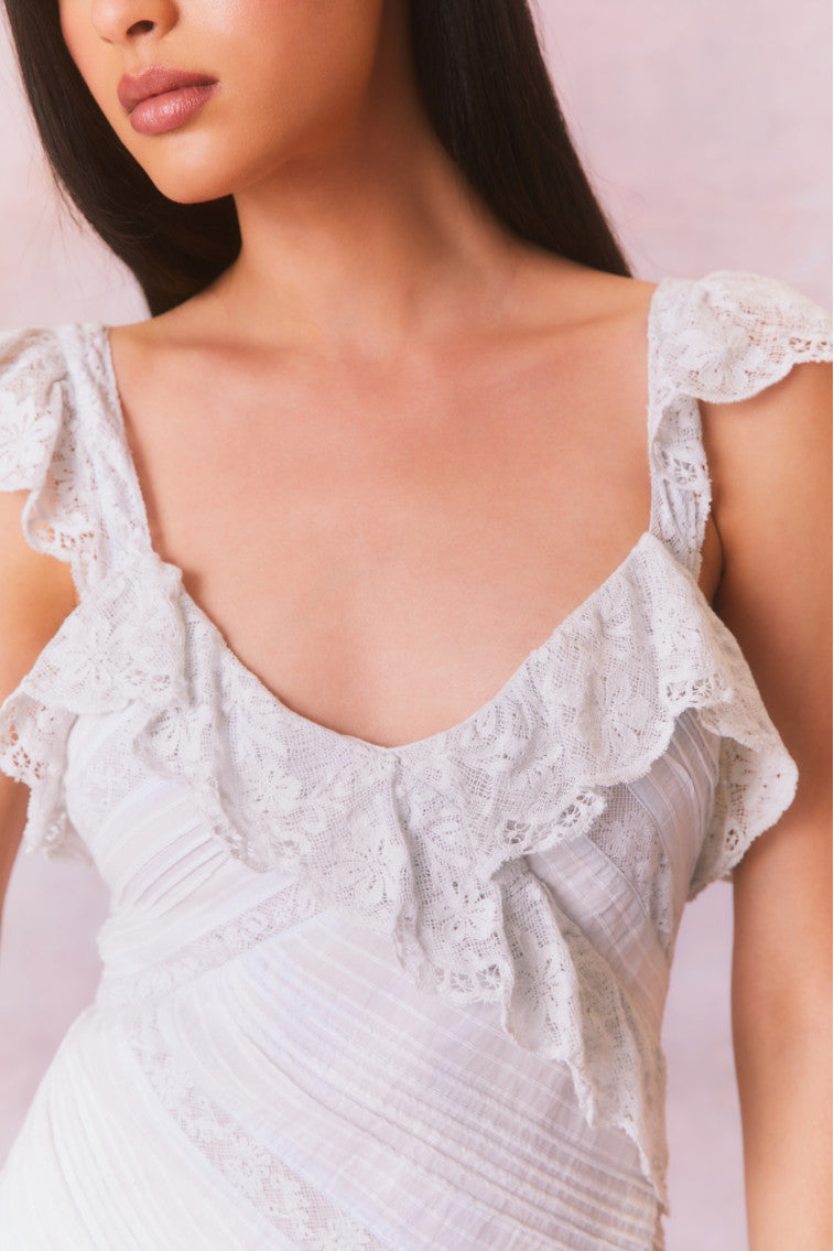 Bensley Fitted Lace Mini Dress | Moonstone