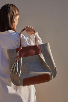 Merino Wool x Leather Tassel | Granite x Sienna