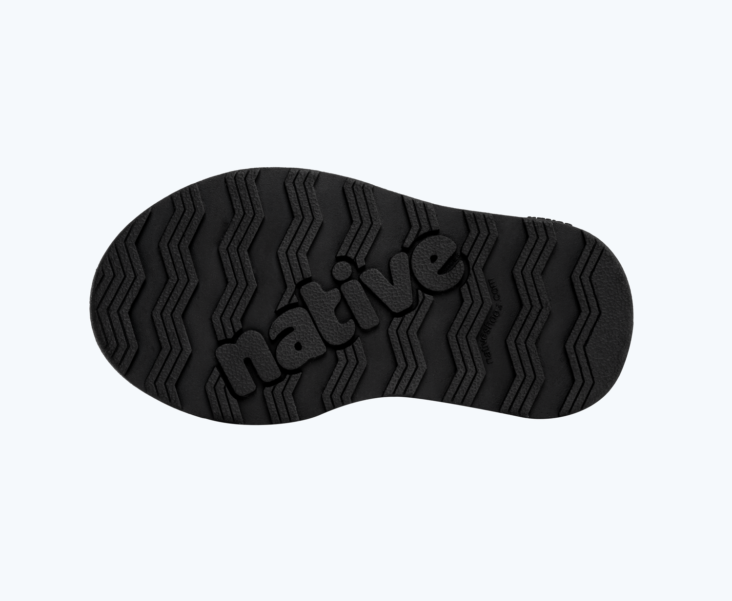Bottom view of a Native Shoes Kids Fitzsimmons Citylite Bloom Kids | Jiffy Black/ Jiffy Black/ Victoria Blue Footwear