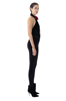 Abreen Catsuit | Jet Black/Crimson