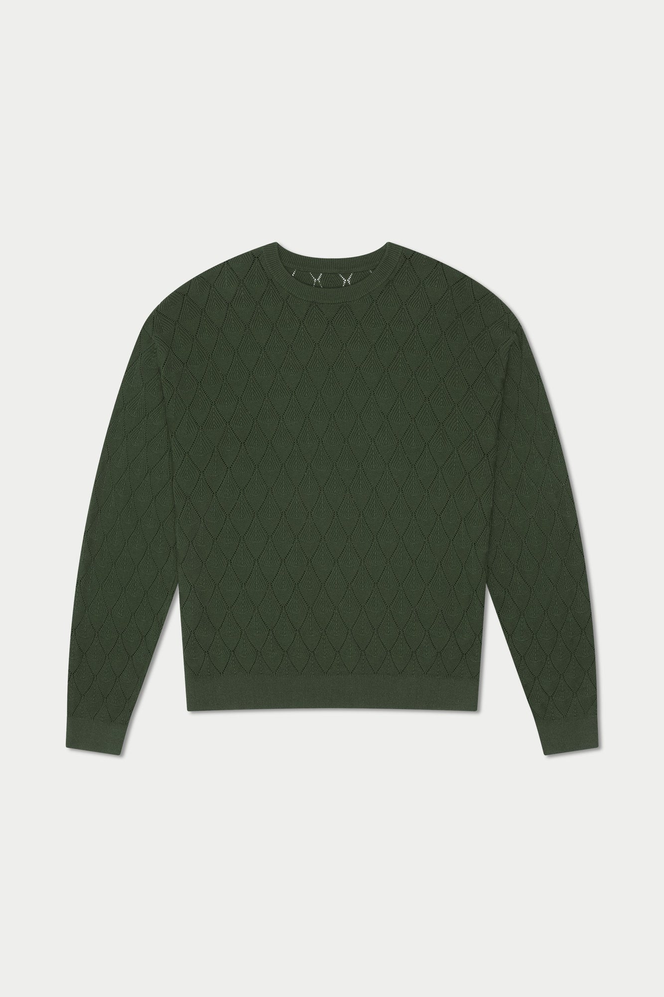 Dark Green Crochet Knit Sweater | Green